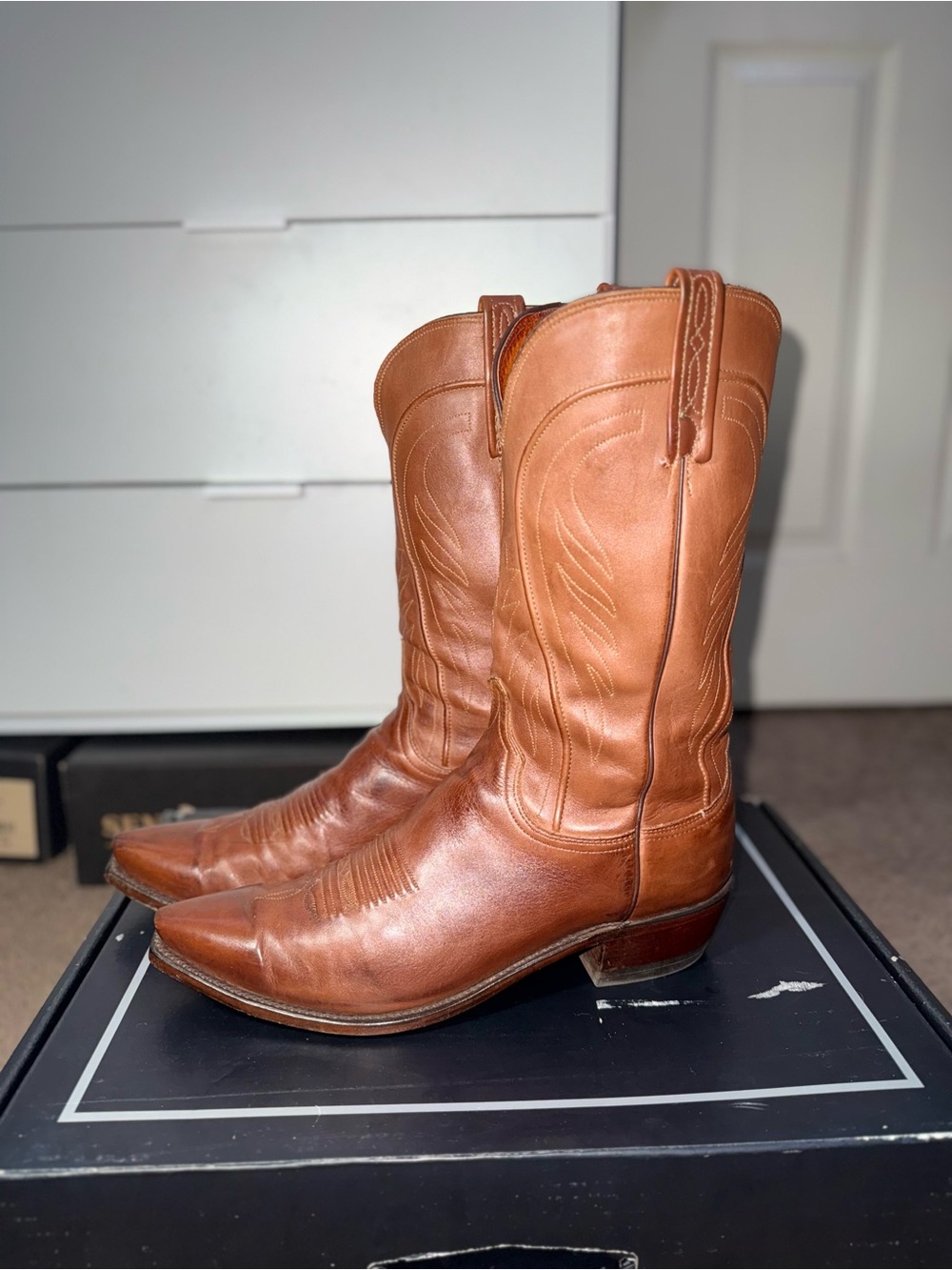 Lucchese Men's Cowboy boots, Bartmodel- burn tan Brown